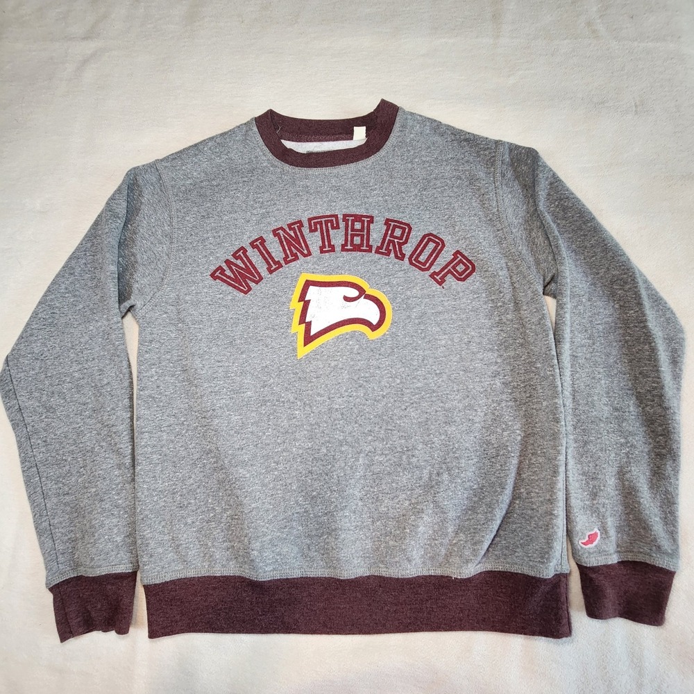 Retro WINTHROP University Sweatshirt Unisex Small 2016 Gray Red Tri-Blend